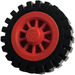 LEGO rot Spoked Rad mit Schwarz Reifen