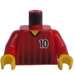 LEGO Rosso Sport Busto con Calcio Maglietta con Number 10 su Anteriore e Retro (973)