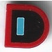 LEGO Red Tile 1 x 1 Half Oval with Bright Light Blue Rectangle and Black Background (24246)