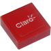 LEGO Red Tile 1 x 1 with &#039;Claro&#039; Sticker with Groove (3070)