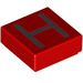 LEGO Red Tile 1 x 1 with &#039;H&#039; with Groove (11546 / 13416)