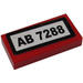 LEGO Red Tile 1 x 2 with &#039;AB 7288 Sticker with Groove (3069)