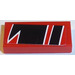 LEGO Red Tile 1 x 2 with Black Pattern (Front Right Side) Sticker with Groove (3069)