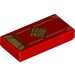 LEGO Red Tile 1 x 2 with Envelope with Gold Flap, Diamond, and Trim with Groove (3069 / 83669)