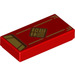 LEGO rot Fliese 1 x 2 mit Envelope mit Gold Flap, Diamant, und Trim mit Nut (3069 / 83669)