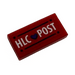 LEGO Red Tile 1 x 2 with &#039;HLC&#039; Heart &#039;POST&#039; Sticker with Groove (3069)