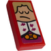 LEGO Red Tile 1 x 2 with King&#039;s Pouting Face Sticker with Groove (3069)
