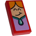 LEGO rot Fliese 1 x 2 mit Queen&#039;s Smiling Gesicht Aufkleber mit Nut (3069)