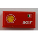LEGO Red Tile 1 x 2 with Shell Logo, Italian Flag and &#039;acer&#039; Left Sticker with Groove (3069)