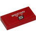 LEGO Red Tile 1 x 2 with &#039;WEICHAI&#039; and Number 5 Sticker with Groove (3069)