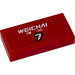 LEGO Red Tile 1 x 2 with WEICHAI Logo and &#039;7&#039; Sticker with Groove (3069)