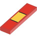 LEGO Red Tile 1 x 4 with Black and Yellow Stripes Sticker (2431)
