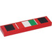 LEGO Red Tile 1 x 4 with Black Squares and Italian Flag Sticker (2431)