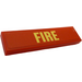 LEGO Red Tile 1 x 4 with &quot;FIRE&quot; Sticker (2431)