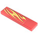 LEGO Red Tile 1 x 4 with Yellow Flames Short Left 8667 Sticker (2431)
