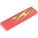 LEGO Red Tile 1 x 4 with Yellow Flames Short Right 8667 Sticker (2431)