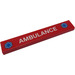 LEGO Red Tile 1 x 6 with &#039;AMBULANCE&#039; and Two Blue EMT Star of Life Logos Sticker (6636)