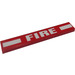 LEGO Red Tile 1 x 6 with &#039;FIRE&#039; and White Rectangles Sticker (6636)
