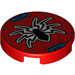 LEGO Red Tile 2 x 2 Round with Black Spider with Bottom Stud Holder (14769 / 66557)