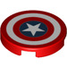 LEGO Red Tile 2 x 2 Round with Captain America Logo with Bottom Stud Holder (14769 / 29622)