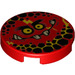 LEGO Red Tile 2 x 2 Round with Globlin Face with Small Teeth with Bottom Stud Holder (14769 / 24399)