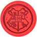 LEGO Red Tile 2 x 2 Round with Hogwarts Crest Sticker with Bottom Stud Holder (14769)