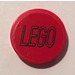 LEGO Red Tile 2 x 2 Round with &#039;Lego&#039; Logo Sticker with Bottom Stud Holder (14769)