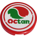 LEGO Red Tile 2 x 2 Round with &#039;OCTAN&#039; Logo Sticker with Bottom Stud Holder (14769)