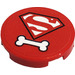 LEGO Red Tile 2 x 2 Round with Superman &#039;S&#039; Logo, Bone Sticker with Bottom Stud Holder (14769)