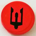 LEGO Red Tile 2 x 2 Round with Trident Sticker with &quot;X&quot; Bottom (4150)