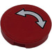 LEGO Red Tile 2 x 2 Round with White curved Double Arrow with Black Border Sticker with &quot;X&quot; Bottom (4150)