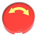 LEGO Red Tile 2 x 2 Round with Yellow Curved Arrow Double on Red Background Sticker with &quot;X&quot; Bottom (4150)