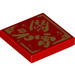 LEGO rouge Tuile 2 x 2 avec Chinese Symbols avec rainure (3068 / 75430)