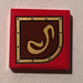 LEGO Red Tile 2 x 2 with Gold Pattern Sticker with Groove (3068)