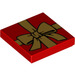 LEGO Red Tile 2 x 2 with Golden Bow, Gift Wrapping with Groove (3068 / 14573)