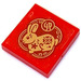 LEGO Red Tile 2 x 2 with Golden Bunny Sticker with Groove (3068)