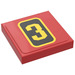LEGO Red Tile 2 x 2 with Number &#039;3&#039; Sticker with Groove (3068)