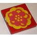 LEGO Red Tile 2 x 2 without Groove with Pink and Yellow Flower  Sticker without Groove
