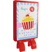 LEGO rot Fliese 2 x 3 mit Horizontal Clips mit Cupcake Sale Sign Aufkleber (&#039;U&#039;-Clips) (30350)