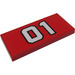 LEGO Red Tile 2 x 4 with &#039;01&#039; Sticker (87079)