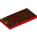 LEGO Red Tile 2 x 4 with 15 and mudsplatter left (33667 / 87079)