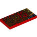 LEGO Red Tile 2 x 4 with 15 and mudsplatter right (33670 / 87079)