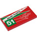 LEGO Red Tile 2 x 4 with &quot;ADLER PLASTIC&quot; and &quot;51&quot; - Left Sticker (87079)
