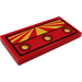 LEGO Red Tile 2 x 4 with Buttons and Red/Yellow Stripes Sticker (87079)