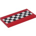 LEGO Red Tile 2 x 4 with Chequered Flag Sticker (87079)