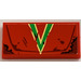 LEGO Red Tile 2 x 4 with green &quot;V&quot; Sticker (87079)