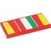 LEGO rouge Tuile 2 x 4 avec Jaune, rouge, blanc et Green Rayures Autocollant (87079)