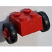 LEGO Rood Band Ø 14mm x 4mm Smooth Old Style met Steen 2 x 2 met Rood Single Wielen