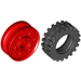 LEGO Red Tire Ø 30.4 X 11 with Band Around Center of Tread with Rim Narrow Ø18 x 7 and Pin Hole with Shallow Spokes