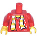 LEGO Rood Torso met Wit en Geel Striped Sjaal (973)